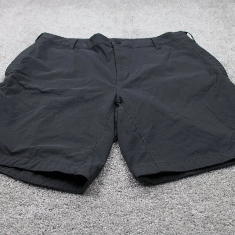 The North Face Flat Front 2 Shorts Men 36 Black Cargo Nylon Stretch w/ 9